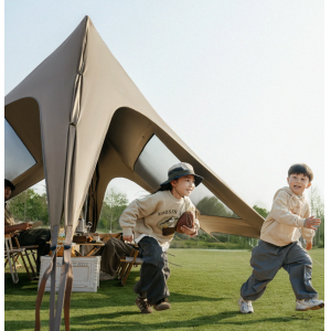 免风绳天幕钛黑胶防晒户外全景网纱露营大天幕